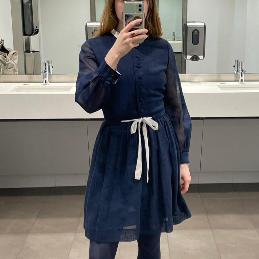 Vintage 1960s Union Made Blue and White Mini Dress